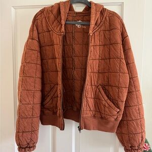 Pilcro Rust Quilted Hooded Jacket